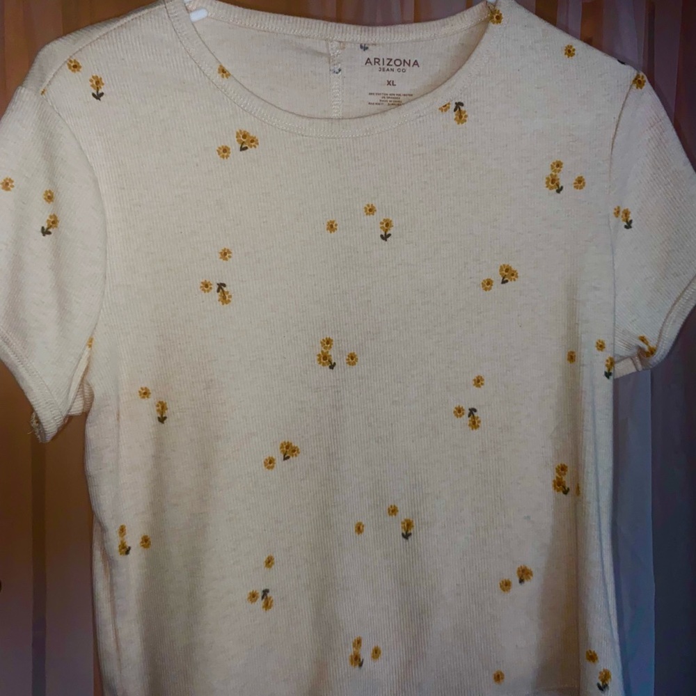 Arizona Cropped T-Shirt with yellow flowers XL